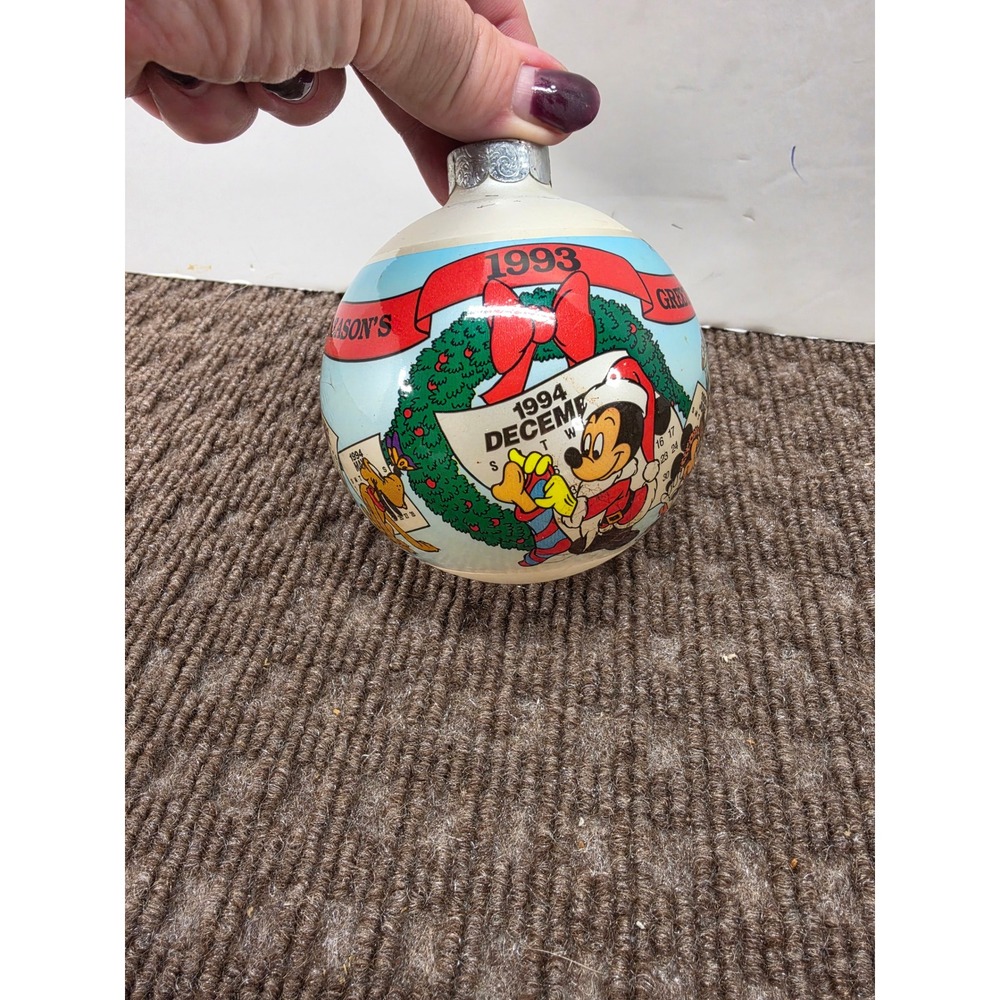 Vintage Schmid 1993 Walt Disney Mickey Mouse 1994 Calendar Christmas Ornament